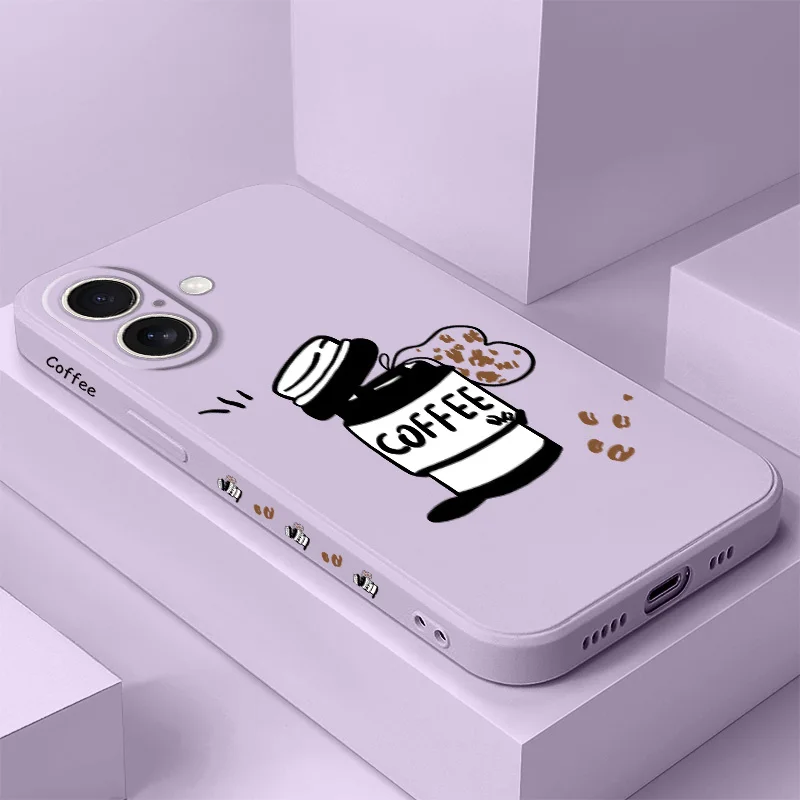 

Coffee Flying Beans Phone Case For iPhone 16 16e 15 14 13 12 11 X XR XS Plus Pro Max Mini Silicone Cover