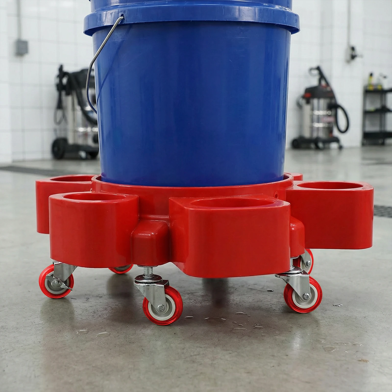 

Тележка-подставка для ведер с 5 колесами и 2 фиксируемыми роликами, сверхпрочная, для мойки и хранения, подходит для стандартных ведер объемом от 3,5 до 5 галлонов