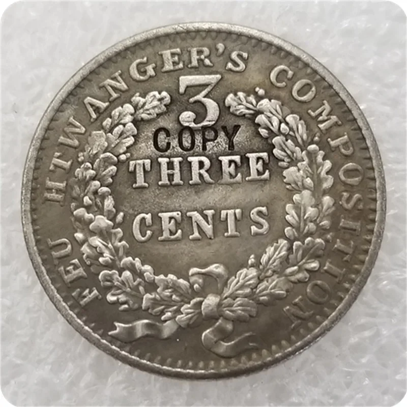 1837 United States 3 Cents - Hard Times Token - Feuchtwanger Copy CoinChallenge Pocket Coins Christmas Gifts