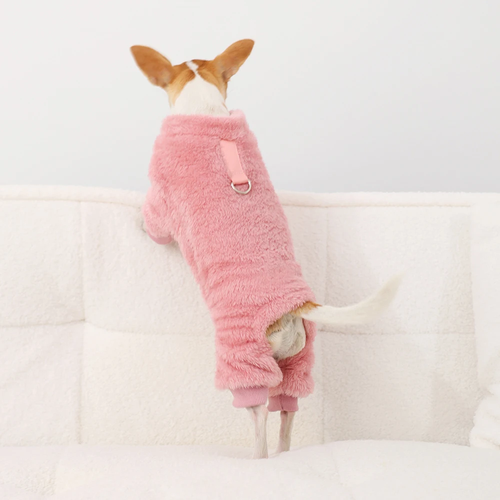 Weiche Fleece-Hundepyjamas, Kleidung, Herbst-Winter-Haustier-Overall für kleine und mittelgroße Hunde, Welpenpullover, warme Chihuahua-Mops-Einteiler-Outfits – Detail 12