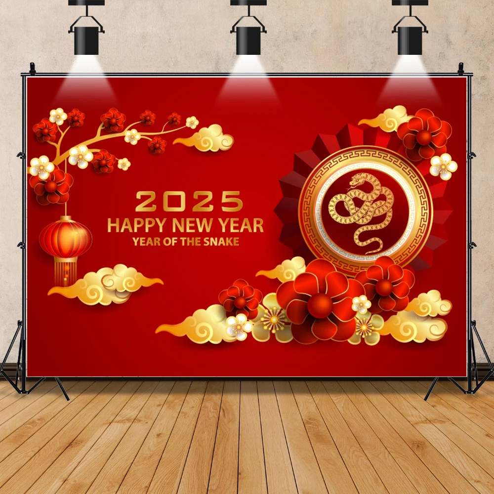 2024 Happy New Year Photography Backdrop Chinese Style Dragon Red Lantern Spring Festival Party Photocall Background Decor Banne