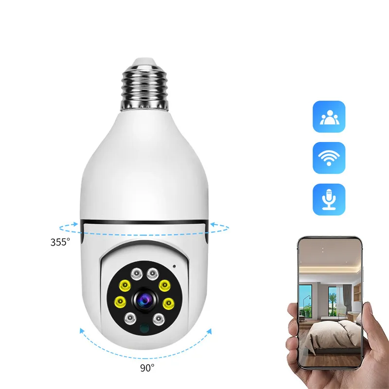 1080P Wireless WiFi E27 Socket Bulb Camera with 360° Rotation Night Vision Two-Way Talk Home Surveillance Camera