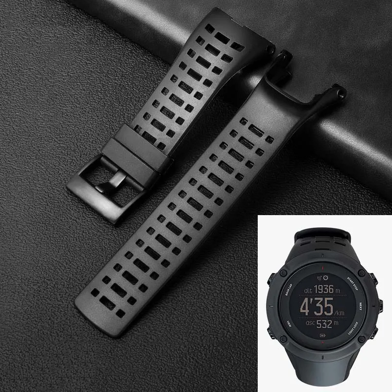 

Силиконовый ремешок для спортивных часов SUUNTO Ambit 2 3 Peak Run, Черный Сменный ремешок для наручных часов, гибкий ремешок