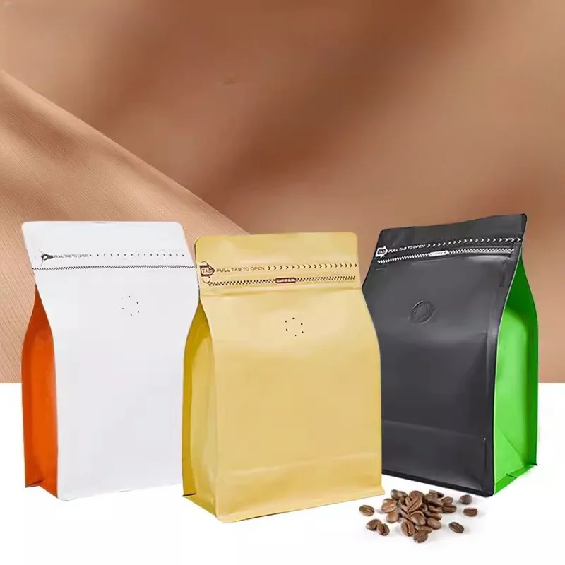 StoBag 50pcs 250g Coffee Beans Bag Packaging with Valve Aluminum Foil Ziplock Sealed for Powder Tea Nuts Storage Reusable Pouch