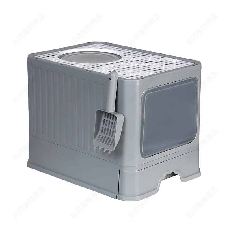 

Large Fully Enclosed Foldable Drawer Cat Litter Box, Odor Control Anti-Splash Kitty Toilet, Extra Large Covered for Indoor Cats