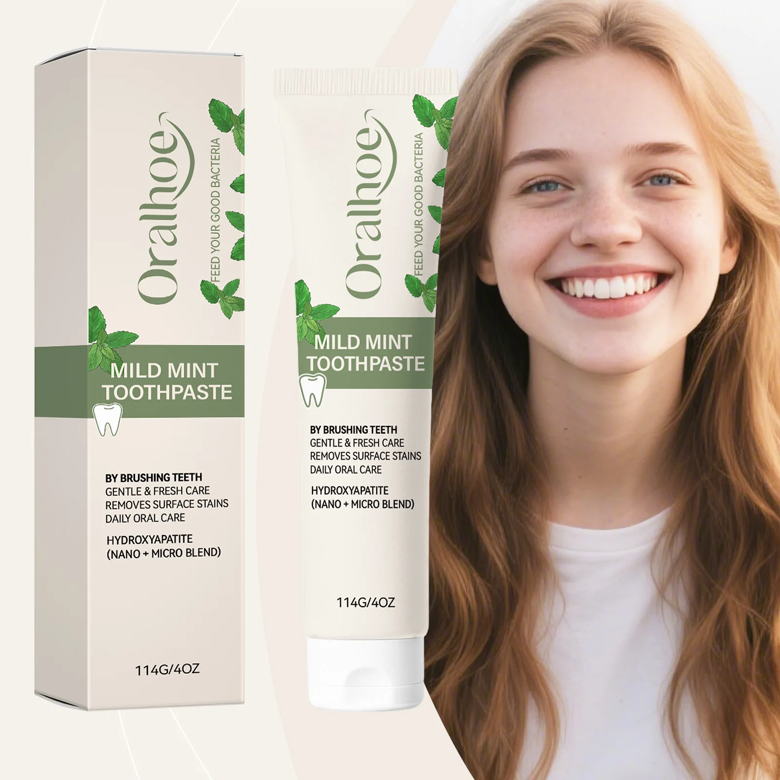 Mint Toothpaste—Nano-Hydroxyapatite Formula; Removes Surface Stains and Freshens Breath; For Daily Oral Care