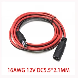 DC Power Plug 5.5*2.1mm Female To Male CCTV Adapter Connector Cable 12V 10A 120W Max. Power Extension Cord All Copper 16AWG