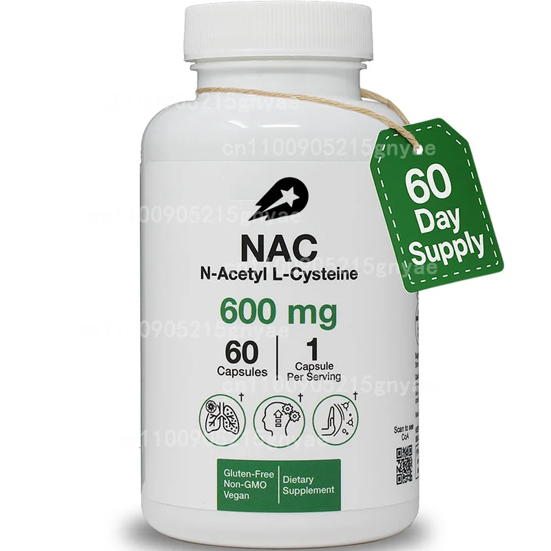 

NAC Supplement N-acetylcysteine 600mg, Supplemented with Glutathione Immune Support, 60 Vegetable Capsules Natural Antioxidant