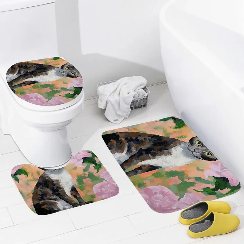 Floor Mats for Home Bathroom, Estilo animal, Tapete de banho, Acessórios modernos, Tapete Anime, Tapete de vaso sanitário, Tapete antiderrapante para banheira, aaaa