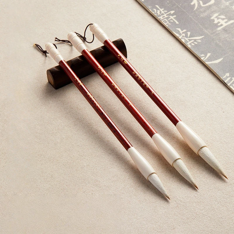 Professional Mixed Goat Hair Calligraphy Brush Set Large Middle Small Size for Regular Running Official Script Painting
