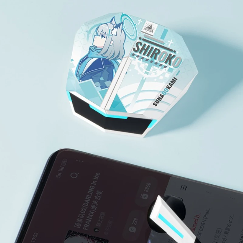 Sunaōkami Shiroko سماعات بلوتوث أنيمي لعبة الأزرق الأرشيف موضوع داخل الأذن سماعات أذن TWS لاسلكية HiFi سماعات طويلة التحمل #5