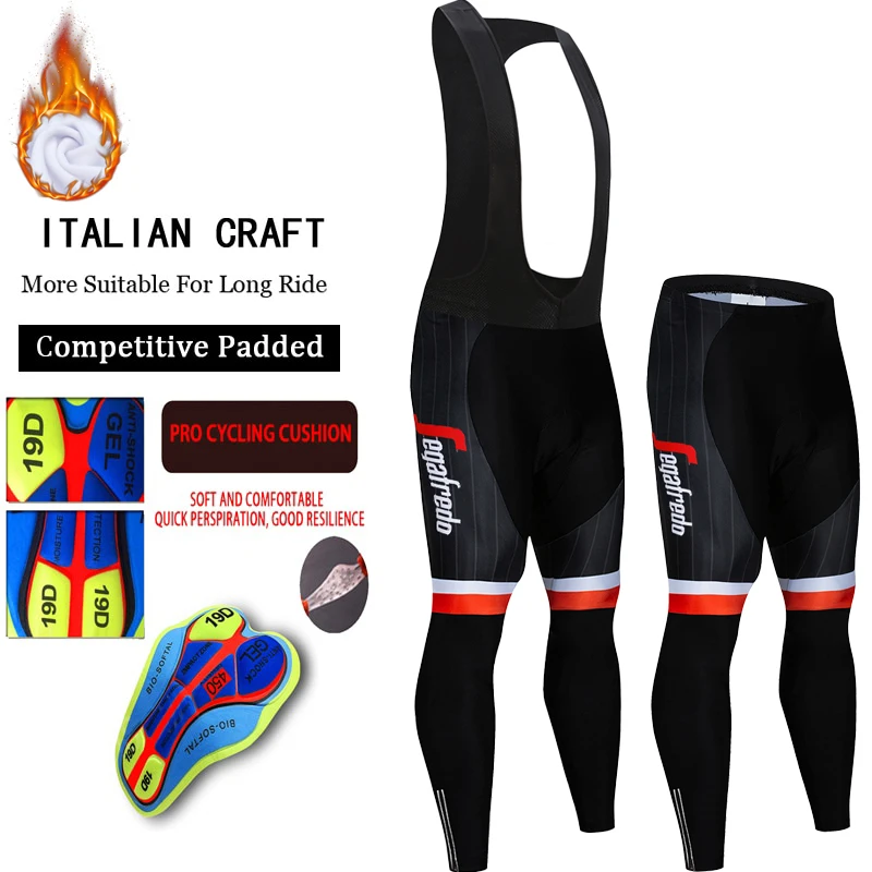 

2026 Winter Men's Cycling Long Pants MTB Bicycle Cycle Tights Trousers Thermal Fleece Bike with 19D Gel Pad Leggings Reflective