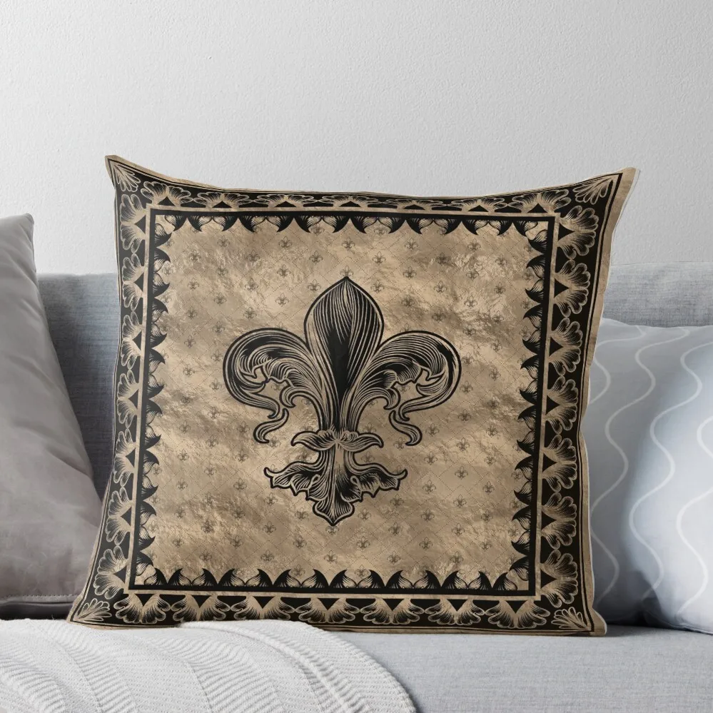 Fleur-de-lis - Black and Gold Throw Pillow Pillow Decor Christmas Pillow Covers