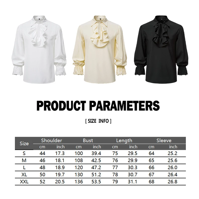 Men Pirate Shirts Vampire Prince Poet Shirts Medieval Renaissance Ruffle Tops Lace Up Vintage Gothic Viking Blouse Tops Cosplay