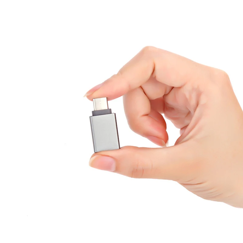 Adaptor OTG USB 3.0, adaptor USB C ke USB konverter pengisian daya cepat cocok untuk Macbook Samsung Xiaomi Huawei LED USBC konektor OTG