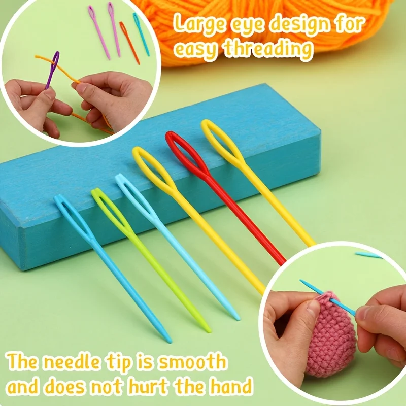 one set Crochet Hooks Set Ergonomic Soft Grip Knitting Needles 3.0mm 3.5mm with Stitch Markers & Portable Pink Metal Case view 5