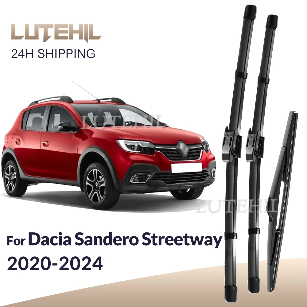 

LUTEHIL Wiper For Dacia Sandero Streetway 2020-2024 Front&Rear Wiper Blades Windshield Windscreen Window Brushes 24"+16"+9"