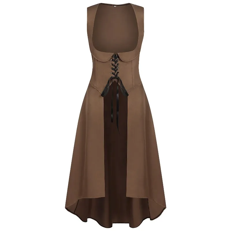 Mittelalterlicher Umhang für Damen, Cosplay-Kostüm, Ärmelloser Offener Umhang aus Polyester, Kriegerin-Kostüm für Halloween, Karneval, Party, Cosplay-Kleid 2026 – Detail 3