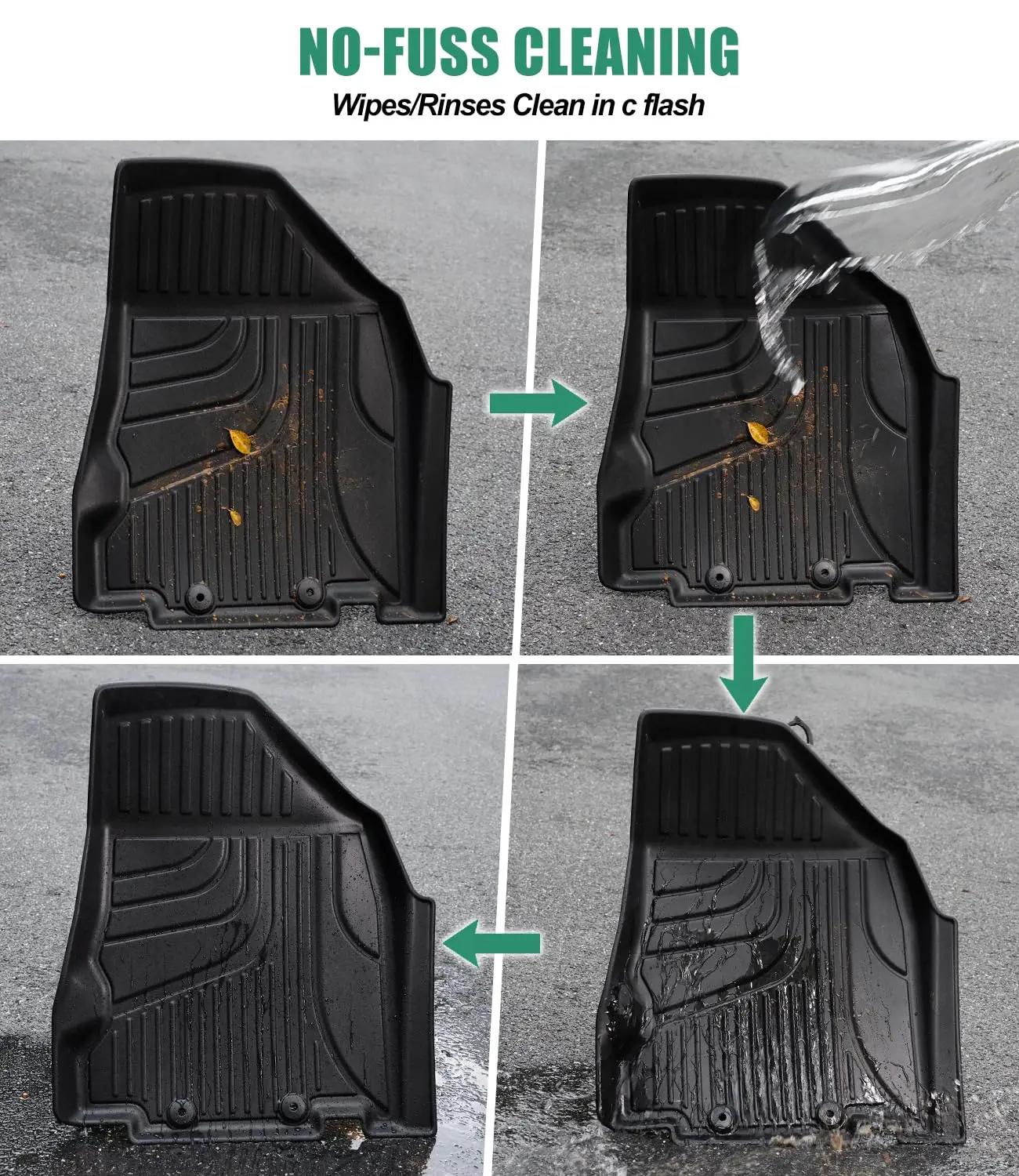 سجادات أرضية لـ 2013-2018 دودج رام 1500/2500/3500 كابينة دائرية |   سجادات أرضية لجميع الأحوال الجوية TPE ملحقات داخلية غير قابلة للانزلاق، باللون الأسود