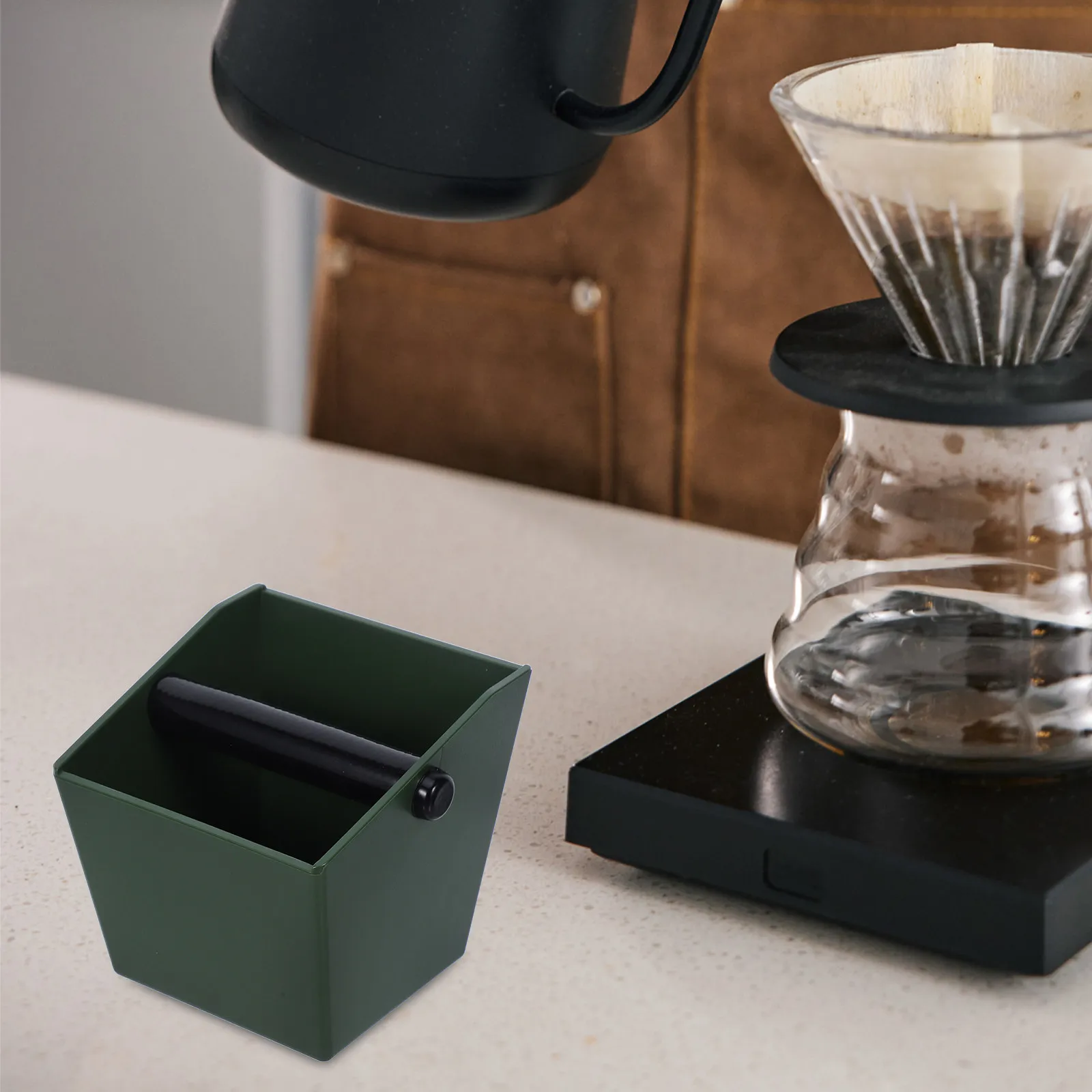 Espresso Knock Box Container For Home Coffee Bar Office Worker Grounds Large Capacity Removable Station