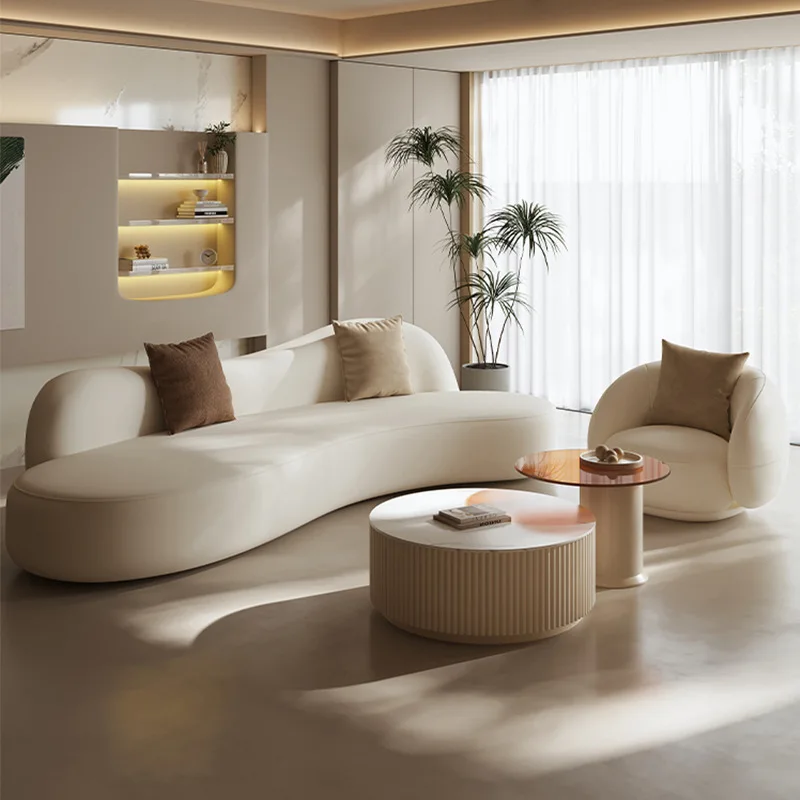 

Fabric Sofa Living Room Small Apartment Italian Minimalist Modern Technology Cloth Curved