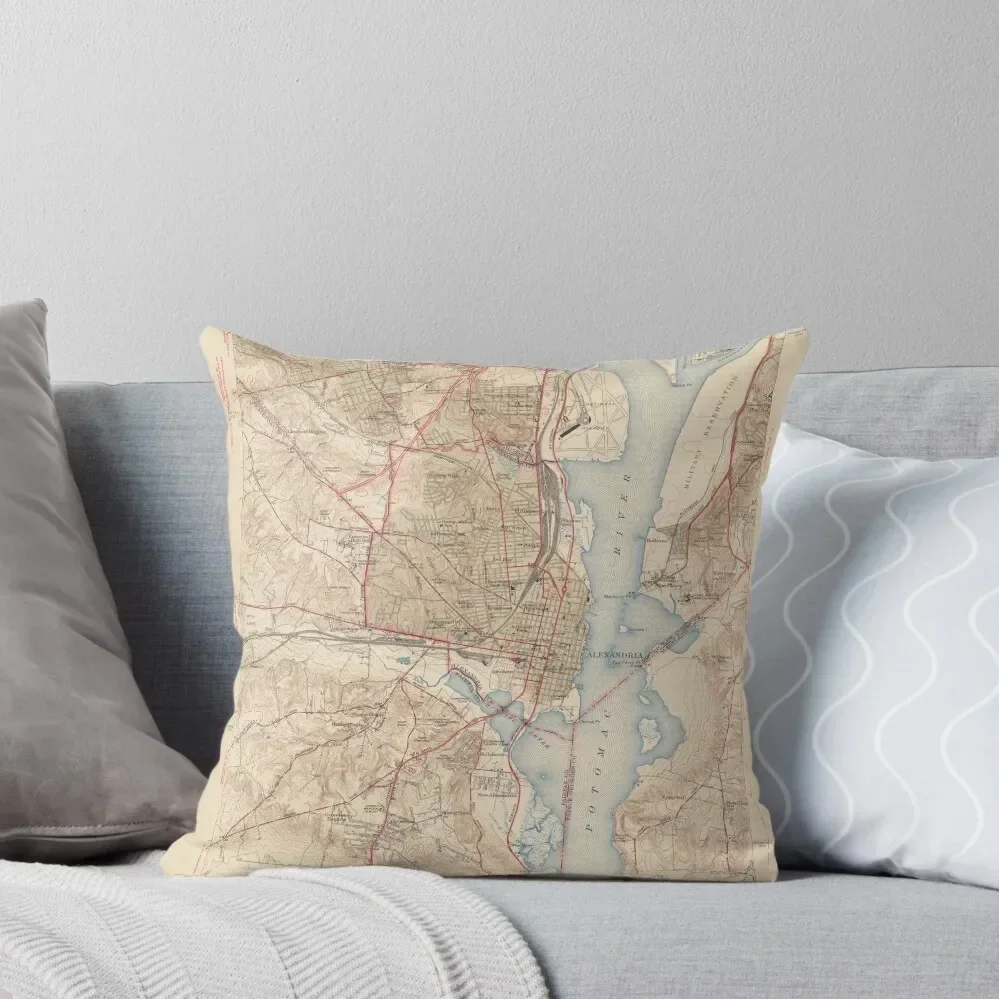 Vintage Map of Alexandria Virginia (1945) Throw Pillow Decorative Sofa Cushion Ornamental Pillow sleeping pillows pillow