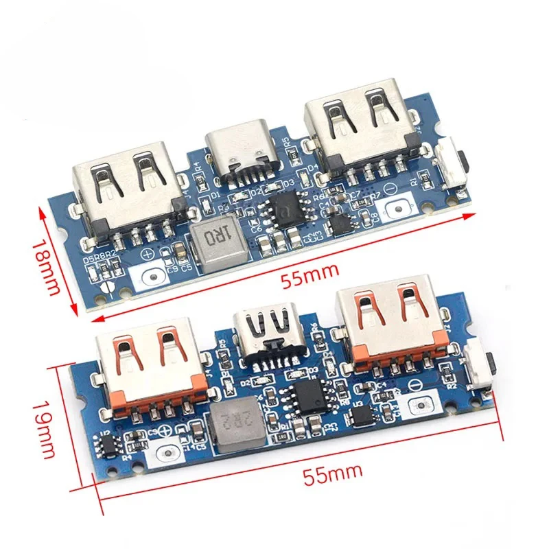 lithium Battery Charger Board LED Dual USB 5V 2.4A Micro/Type-C USB Mobile Power Bank 18650 Charging Module
