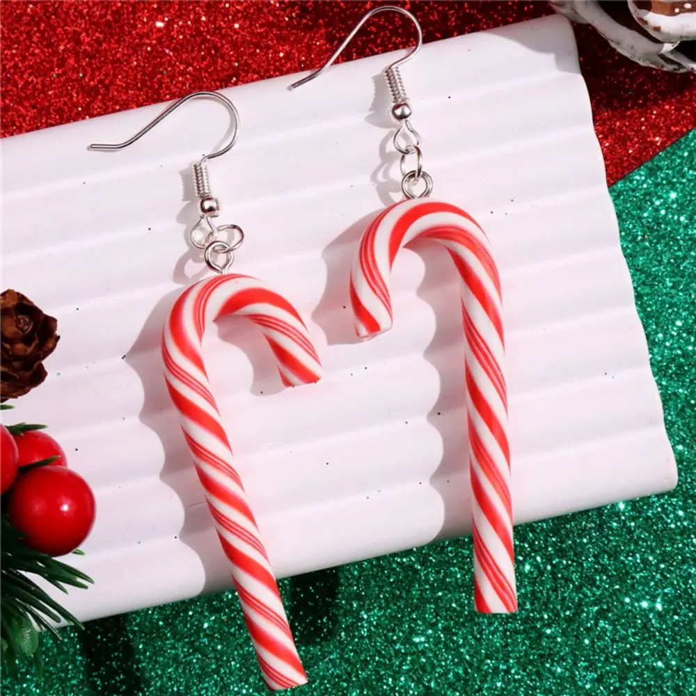 New Colorful Stripes Christmas Earrings Christmas Hook Earrings Simple Candy Cane Christmas Pendant Earrings Xmas Gift Jewelly
