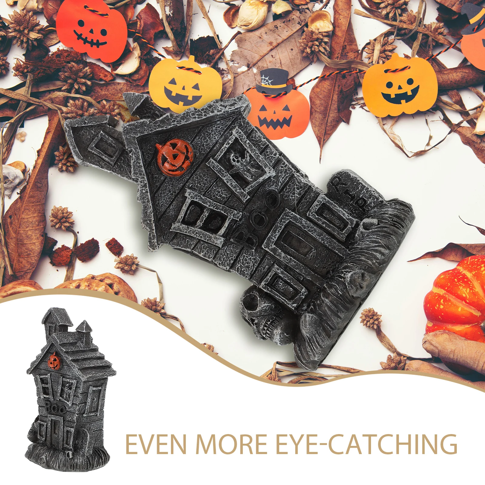 

Halloween Pumpkin Ghost House Resin Miniature Ornaments Unique Home Decor Halloween Miniature Crafts Accessories