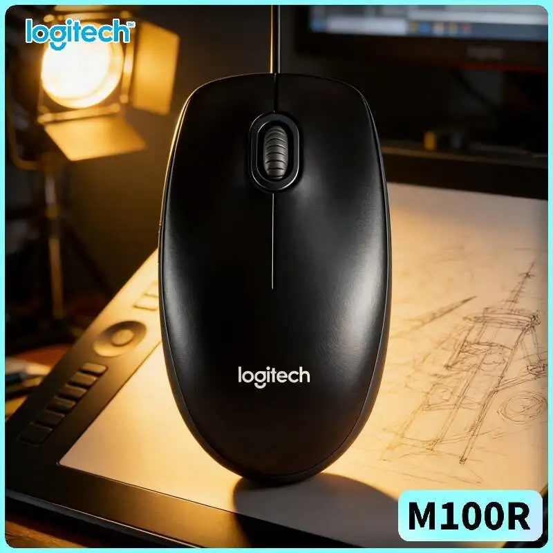 

High-Quality Logitech M100R Wired Mouse USB Interface 1000DPI High Precision Soft Hand Hold Ambidextrous for Office Home School