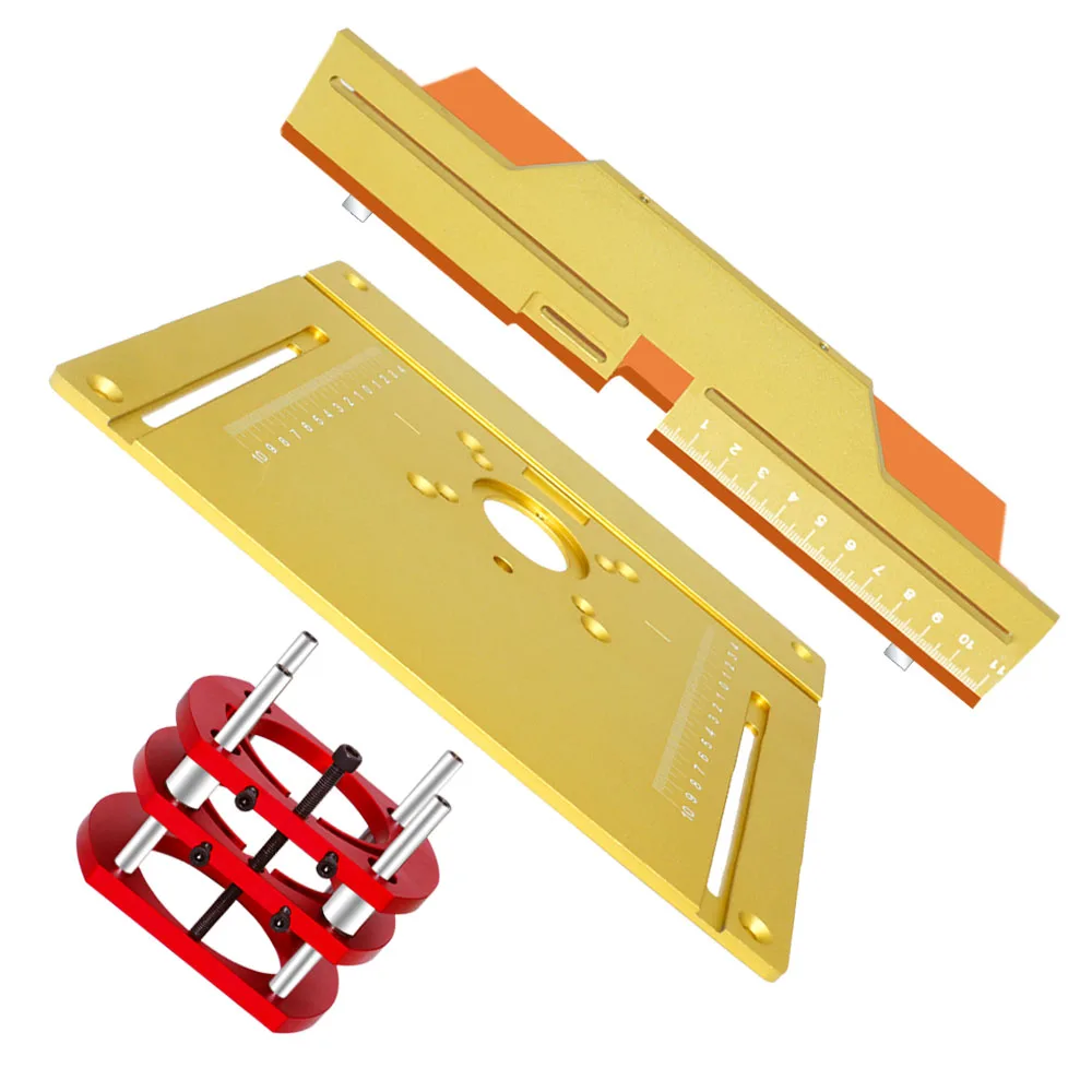 Upgraded Aluminium Router Table Insert Plate Woodworking Tool Set with Miter Gauge and Sliding Tenoning Fence for Router Table