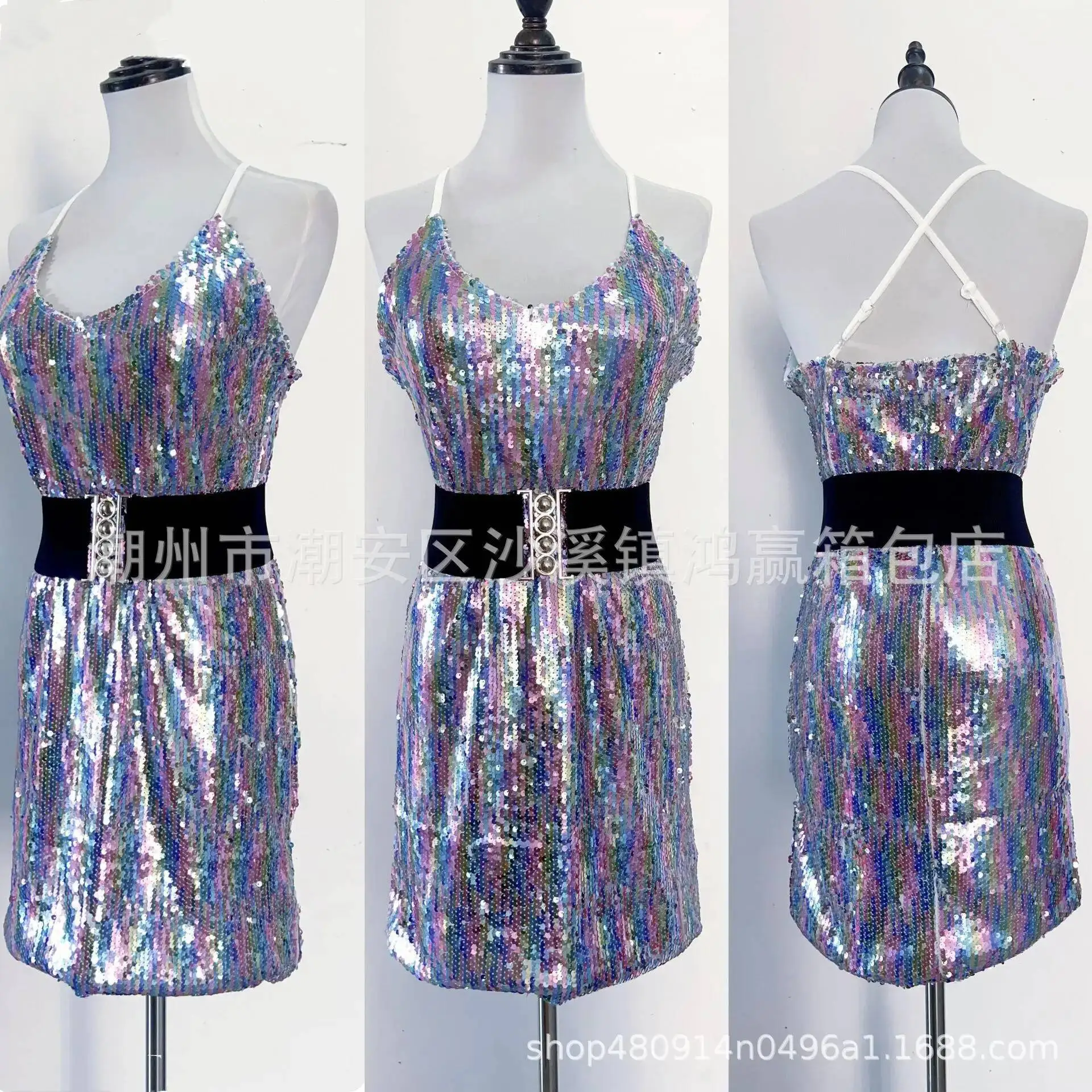 

Женское платье на бретельках с тяжелыми бисером и пайетками, новое модное универсальное роскошное платье на бретельках для похудения, закрывающее талию