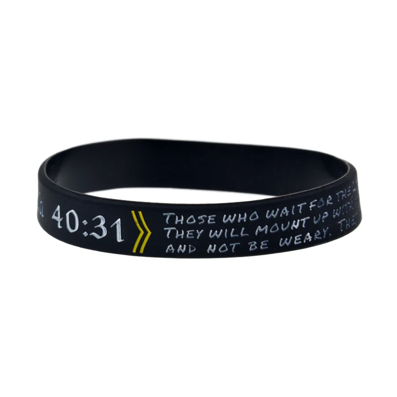 1PC/4PCS Jeremiah 29:11 Psalm 23:4 Philippians 4:13 Jsaiah 40:31 Silicone Wristband Jesus Bible Verse Bangle