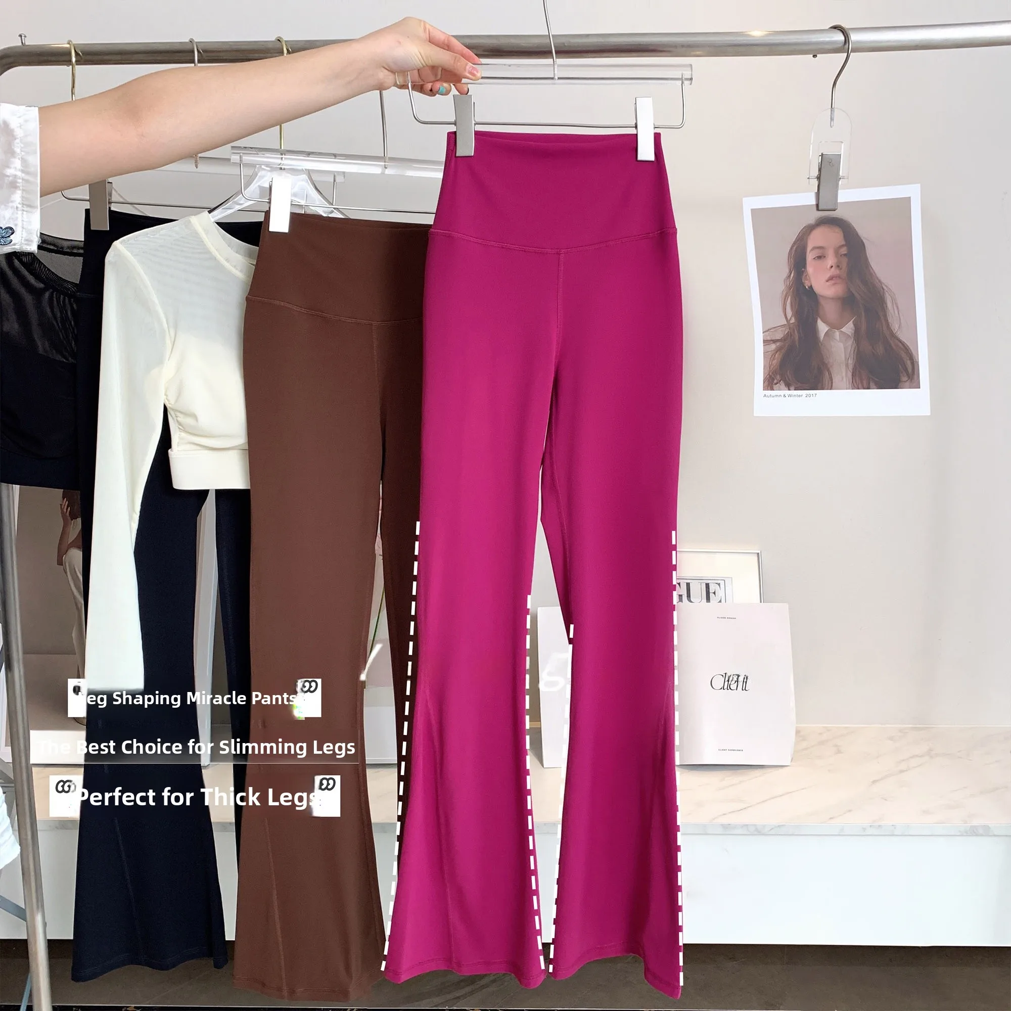 Hochgeschnittene Slim-Fit Yoga-Hose Fitnesshose Lange Hose Enge Yoga-Hose Pfirsichfarbene Leggings Übergröße Damenhose