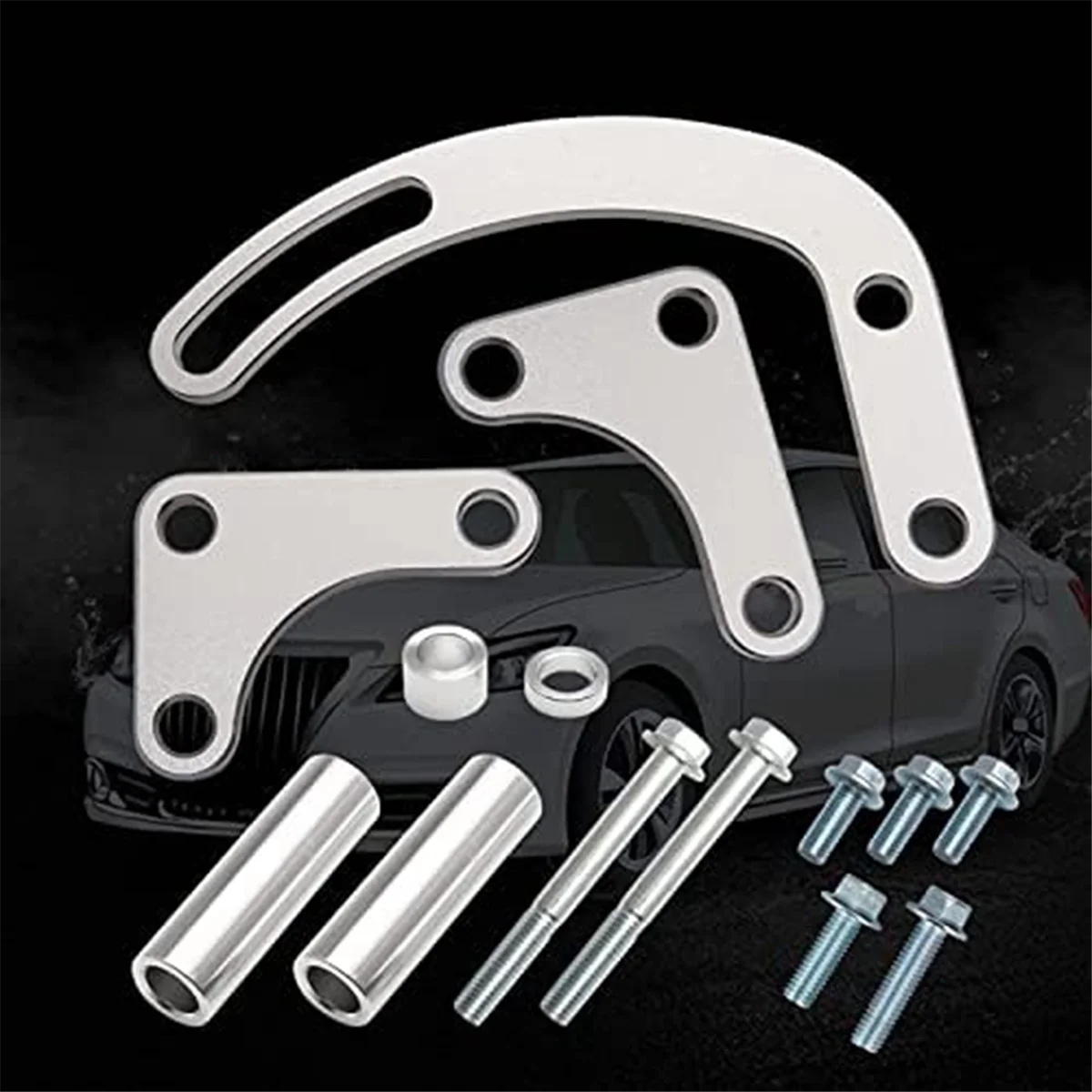 For SBC Power Steering Pump Bracket Compatible for Chevrolet 350 Small Block LWP Long Water Pump 551522 Adjustable