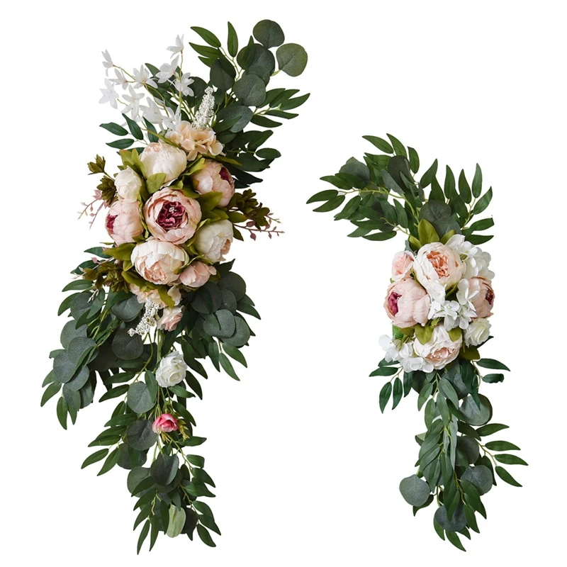

2Pcs Artificial Flower Rose Peony Welcome Wedding Guest Card Decor Wedding Party Arch Wedding Background Wall Decoration