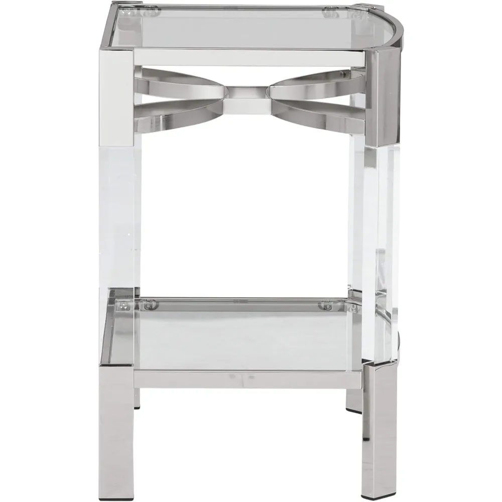 Modern Glam Accent End Table, Silver Finish