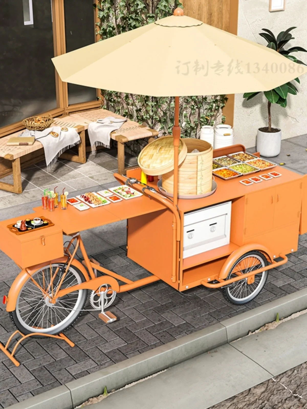 

Wrought iron mobile Internet celebrity sticky rice stall car foldable trolley night market trolley snack storage food truck