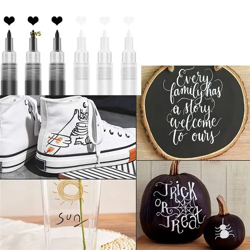 ปากกาสีอะคริลิค,30 แพ็คสีดําสีขาวเครื่องหมายสําหรับ Rock ภาพวาดหินแก้วไม้พลาสติกโลหะ