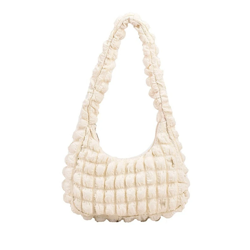 Beautiful Small Square Bag Shoulder Bag Underarm Bag Handbag Pleated Cloud Bag All-match for Street Strolling