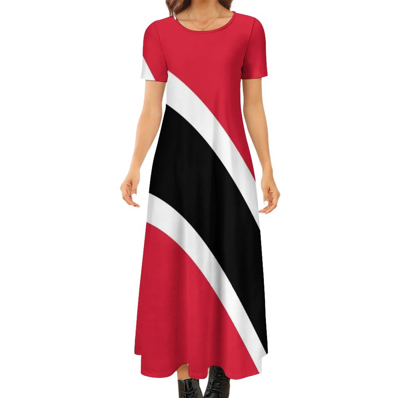 

Платье с круглым вырезом и коротким рукавом с флагом Тринидада и Тобаго, пляжные наряды для женщин, платья для свадебной вечеринки