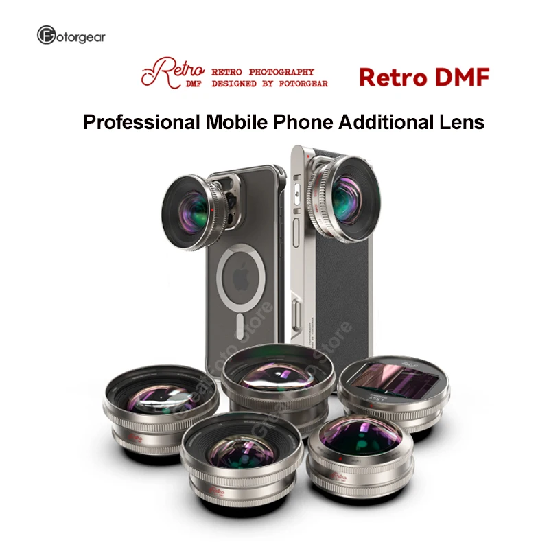 عدسة خارجية للهاتف المحمول Fotorgear Retro T-Mount، زاوية واسعة جدًا 16 مم، عين السمكة 8 مم، عدسة ماكرو 45 مم/74 مم، 1.55x Anamorphic #2