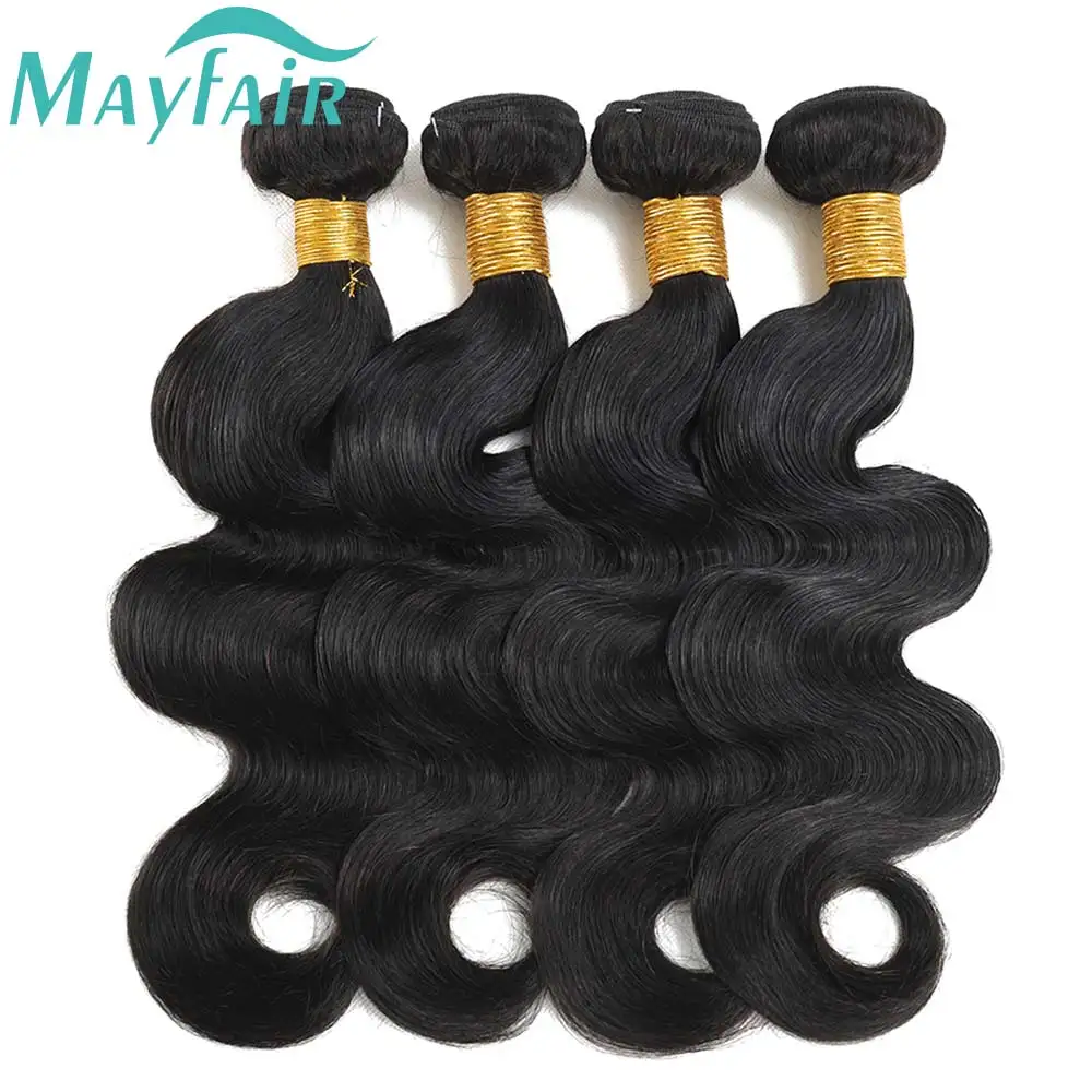 Body Wave Indian Remy Raw Virgin Unprocessed 100% Human Hair Water Wave Extensions 28 30 32 Inch 1 3 4 Bundles Deal Mayfair