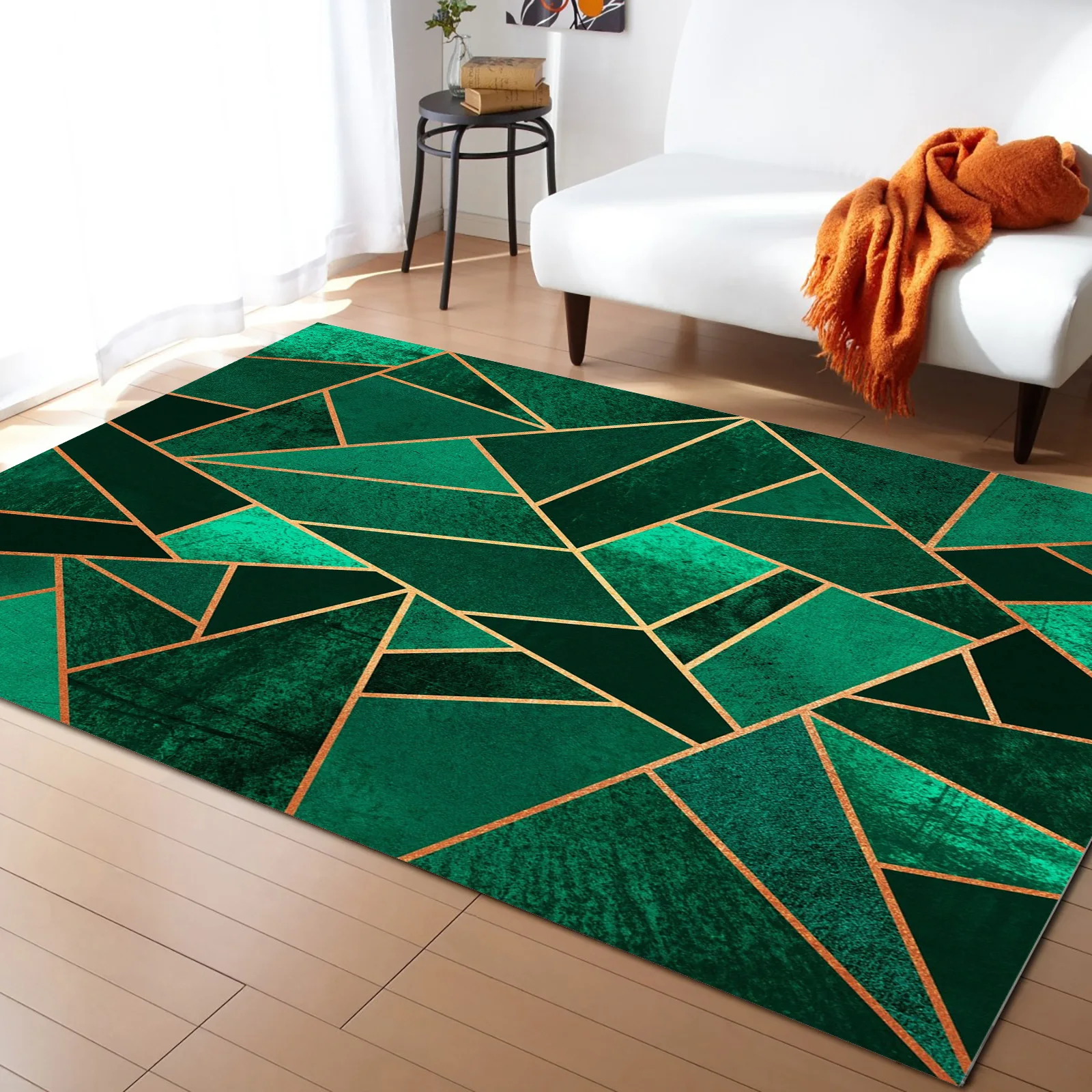 Emerald and Copper Carpet for Home Living Room Bedroom Bedside Decor Large Area Rug Teen Room Decor Carpet