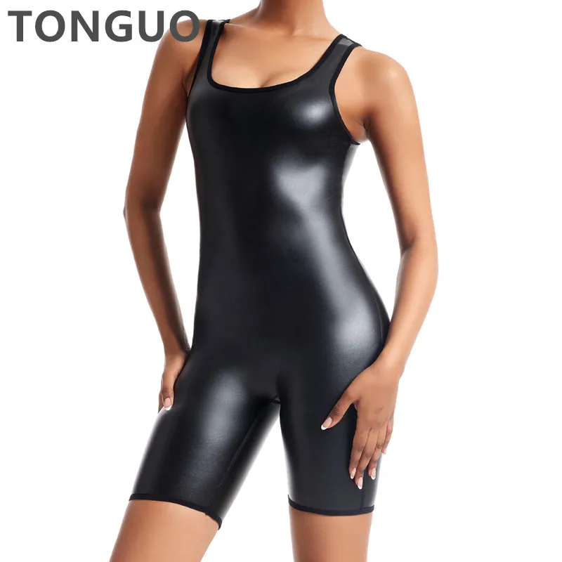 Body de cuero para mujer, ropa moldeadora de cuerpo, Control de barriga, vaina delgada, elevador de glúteos, realce de muslos, camisetas sin mangas,