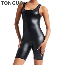 Lady Leather Bodysuit Shapewear Womens Body Shaper Tummy Control Slim Sheath Butt Lifter Push Up Thigh Slimmer Tank tops Corsets