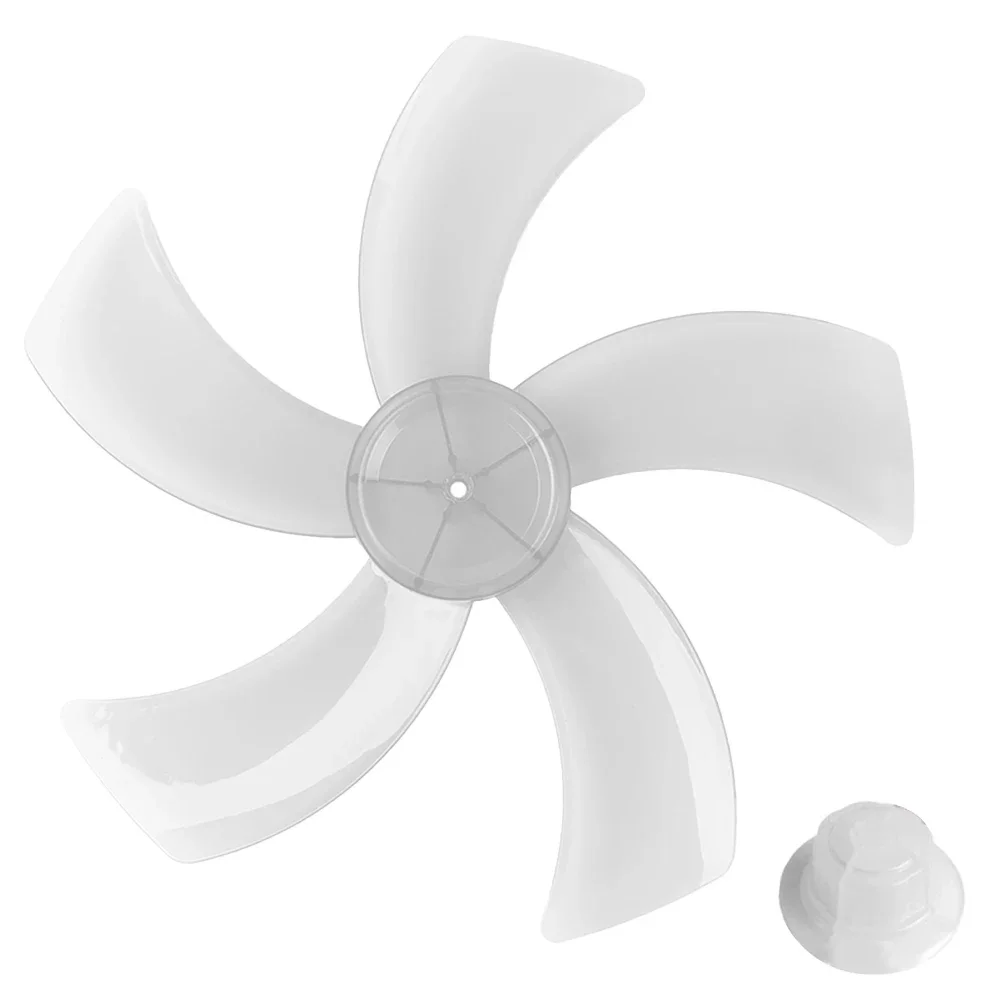 

12 Inch Household Plastic Fan Blade Five Leaves With Nut Cover Replacement Fit For Pedestal Transparent Table Desk Fan Accessory