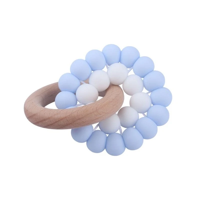Anneau dentition en bois pour bébé, Bracelet en perles Silicone qualité alimentaire, hochet molaire, sucette 15UB