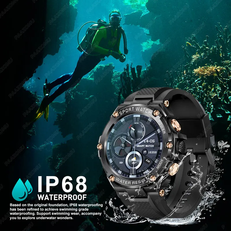 New Outdoor Sport Smart Watch Men 800mAh Large Battery Bluetooth Call IP68 Waterproof  100+ Sports Fitness Tracker SmartWatch