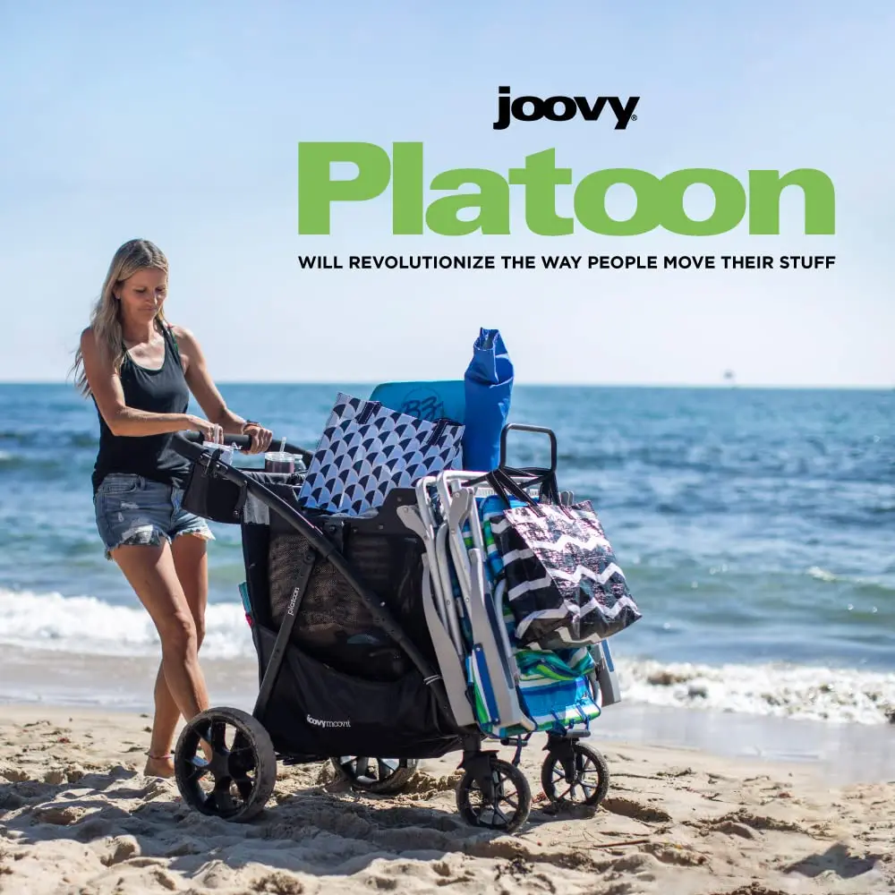 Joovy Platoon Utility Cart - The Ultimate Beach Wagon With All-Terrain Wheels, Removable Storage Basket, Personal Organizer,